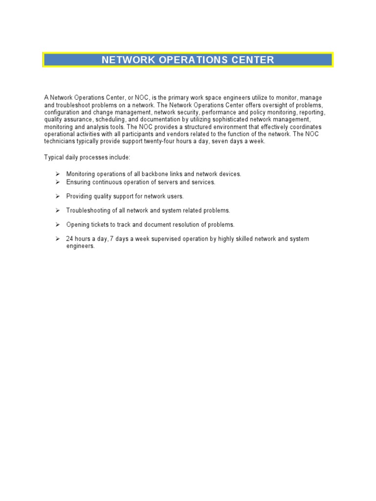 NOC Design and Implementation Guide | PDF | Computer Network | Design