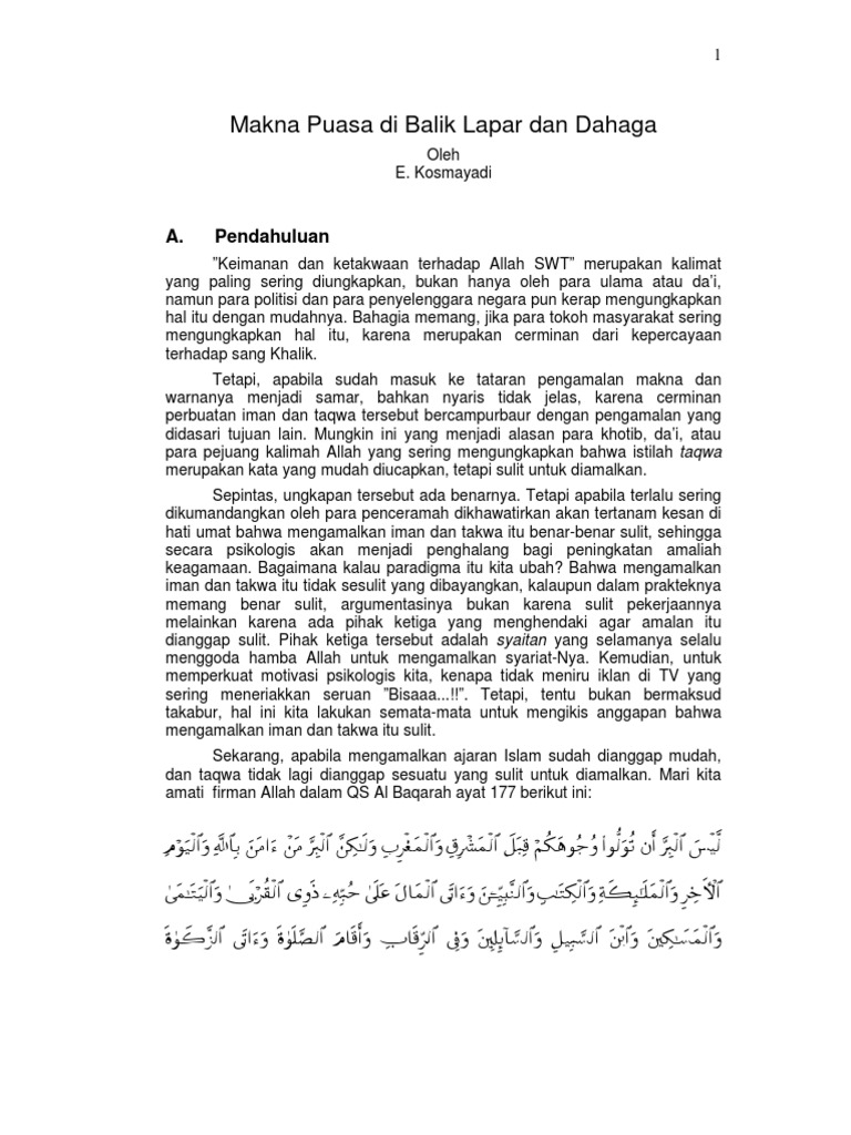 Menguak Makna Puasa Di Balik Lapar Dan Dahaga Pdf