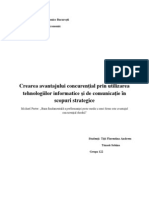 Crearea avantajului concurenţial prin utilizarea tehnologiilor informatice şi de comunicaţie în scopuri strategice