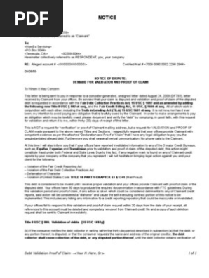 Debt Validation Proof of Claim