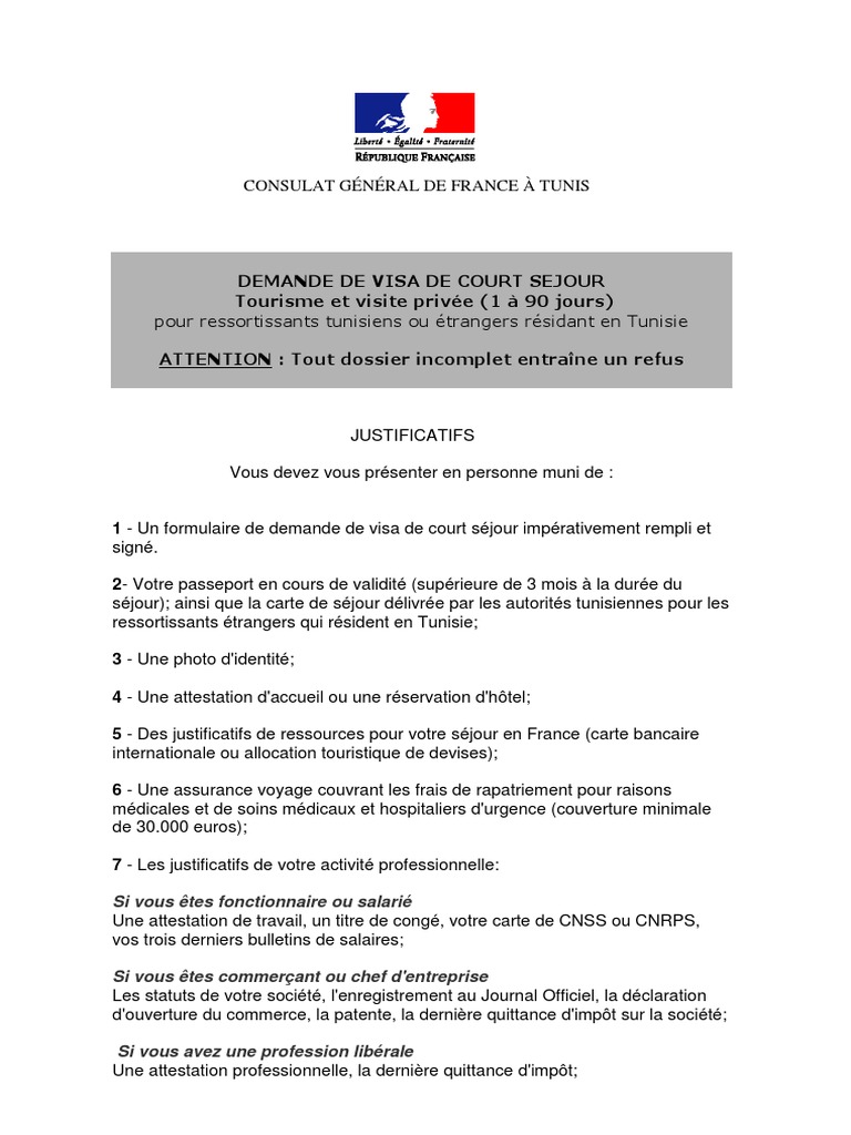 Documents Fournir Pour Une Demande De Visa Schengen Court