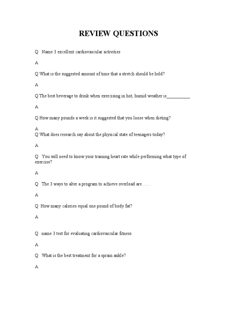 Lifetime Fitness Review Final Exam PDF