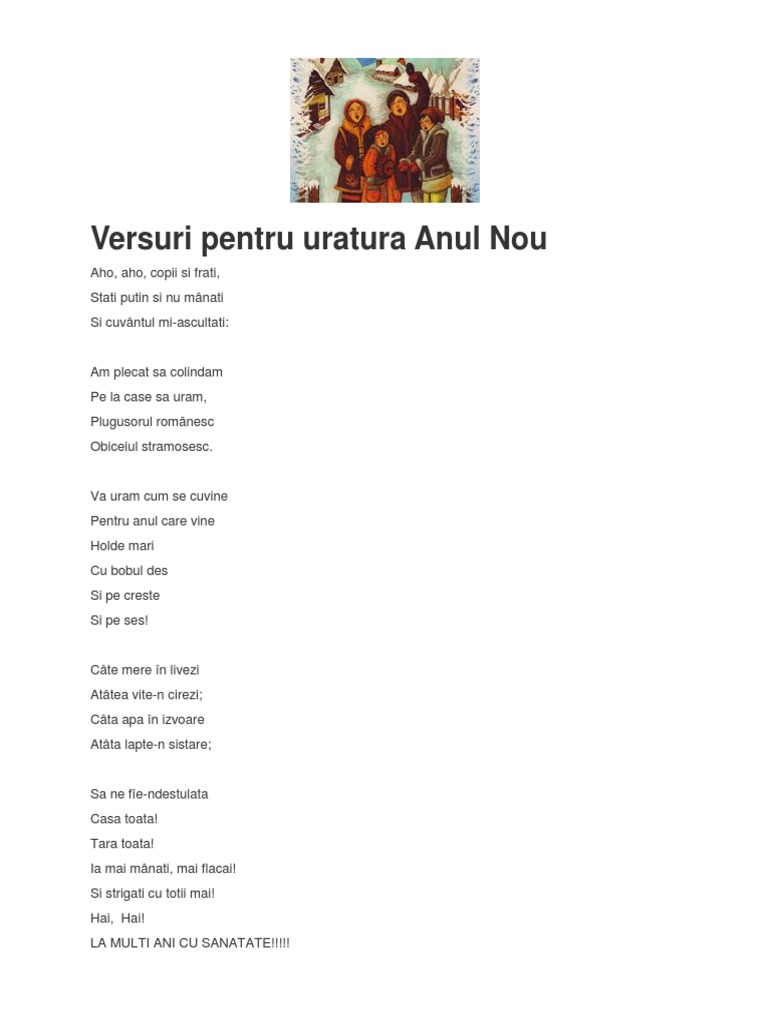 Versuri Pentru Anul Nou PDF