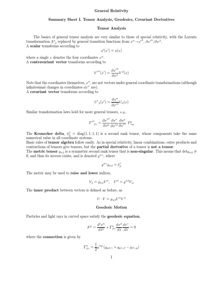 Covariant Derivatives in General Relativity | PDF | Tensor | Special ...