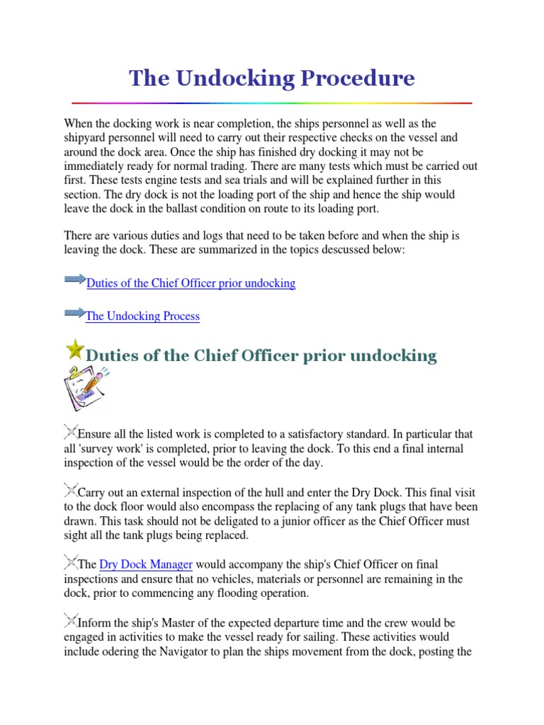 The Undocking Procedure | PDF | Tugboat | Ships
