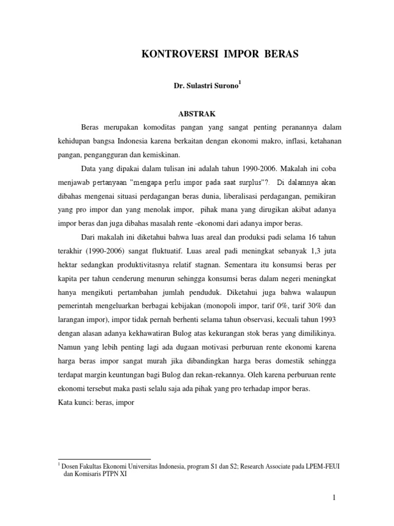 Contoh Makalah Impor Beras Dikdasmen