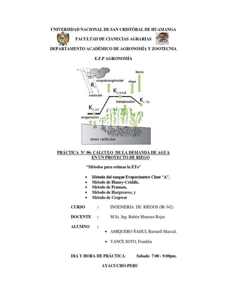 Cálculo de Demanda de Agua en Riego | PDF | Evapotranspiración ...
