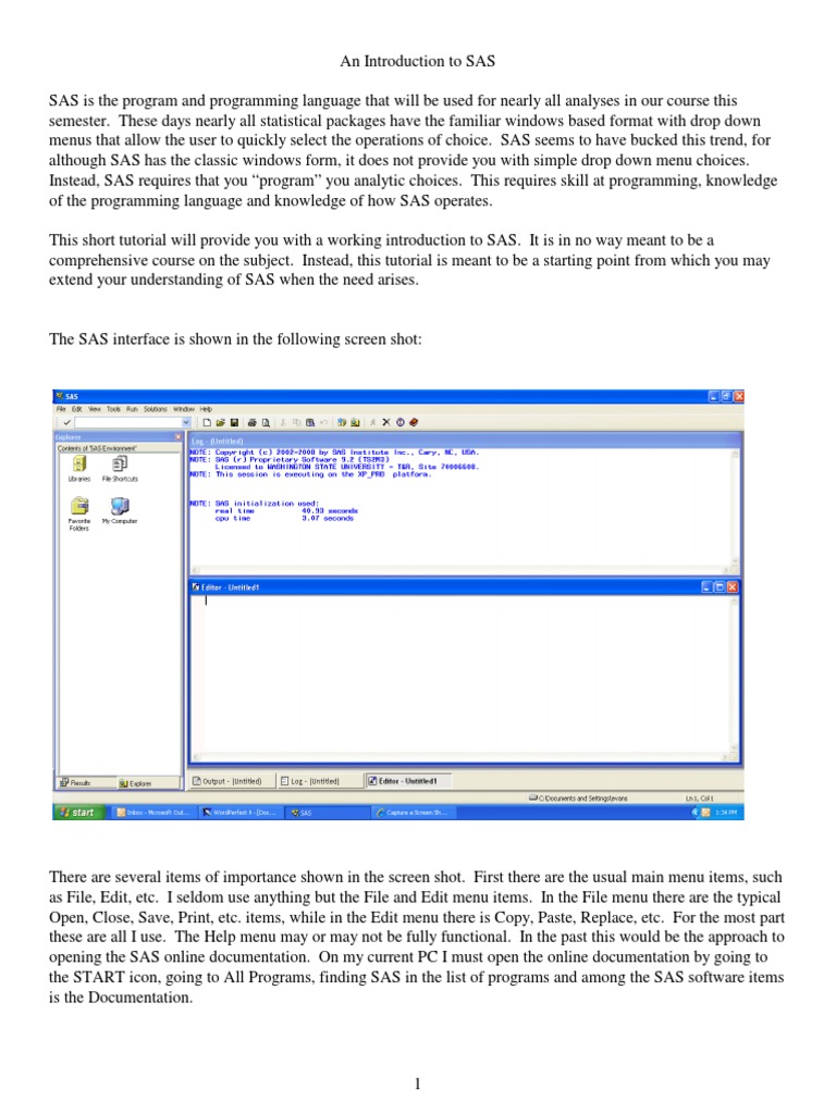 SAS Tutorial | PDF | Student's T Test | Analysis Of Variance