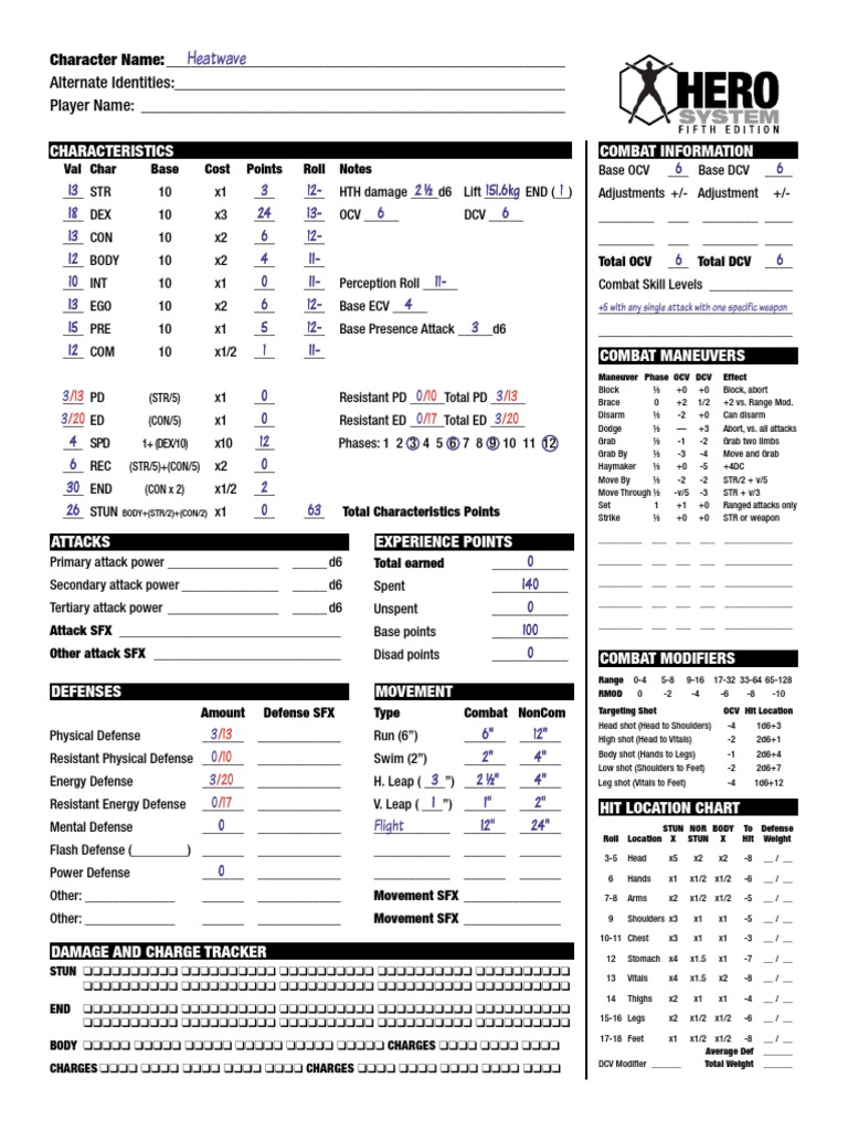 Character Stats and Combat Tracker Template | PDF | Leisure