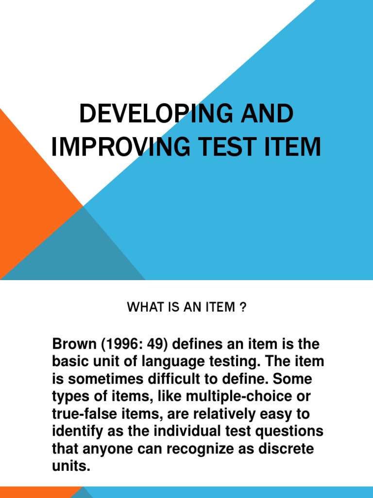 Language Testing - Developing and Improving Test Item | PDF | Multiple ...