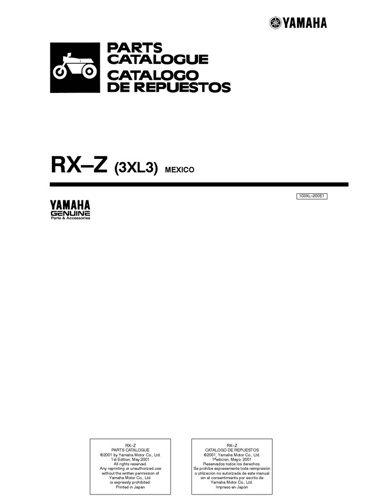 Yamaha RX-Z (6-SPEED) Owner Manual. Yamaha T135 Service Manual ...