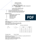 Digital Logic: Lab Sheet No. 2 Experiment On Two Input - NAND Gate (7400), NOR Gate (7402) & Exclusive OR