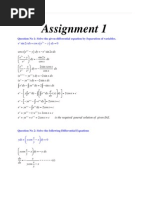 Assignment 1: Question No 1: Solve The Given Differential Equation by Separation of Variables