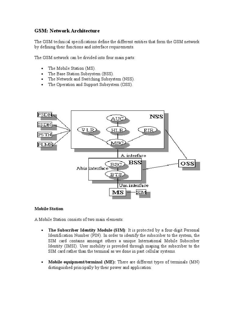 GSM: Network Architecture: Mobile Station | PDF | Radio Resource ...