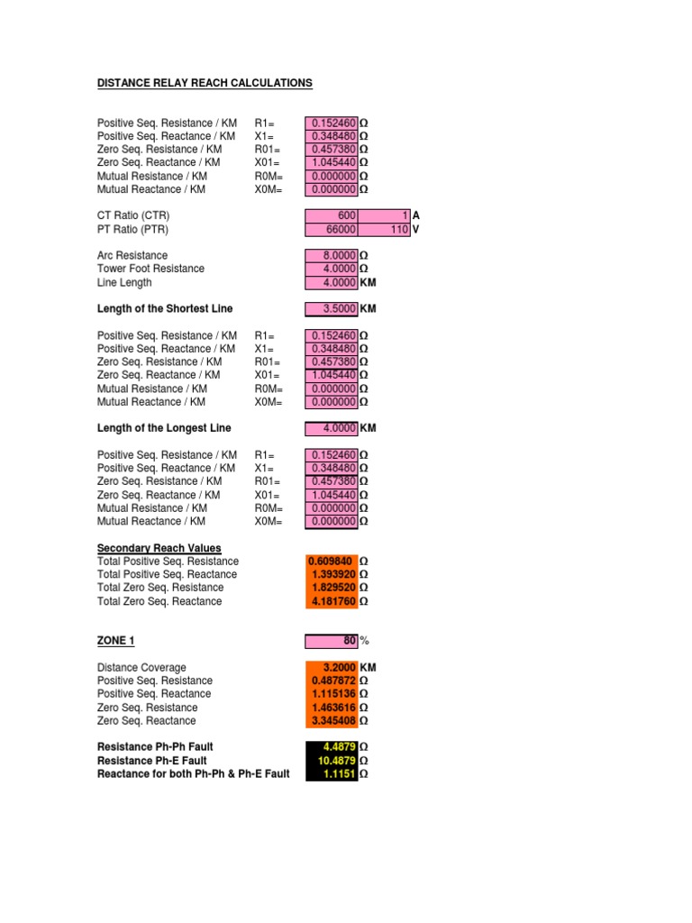 Distance Relay Reach Calculations Guide | PDF