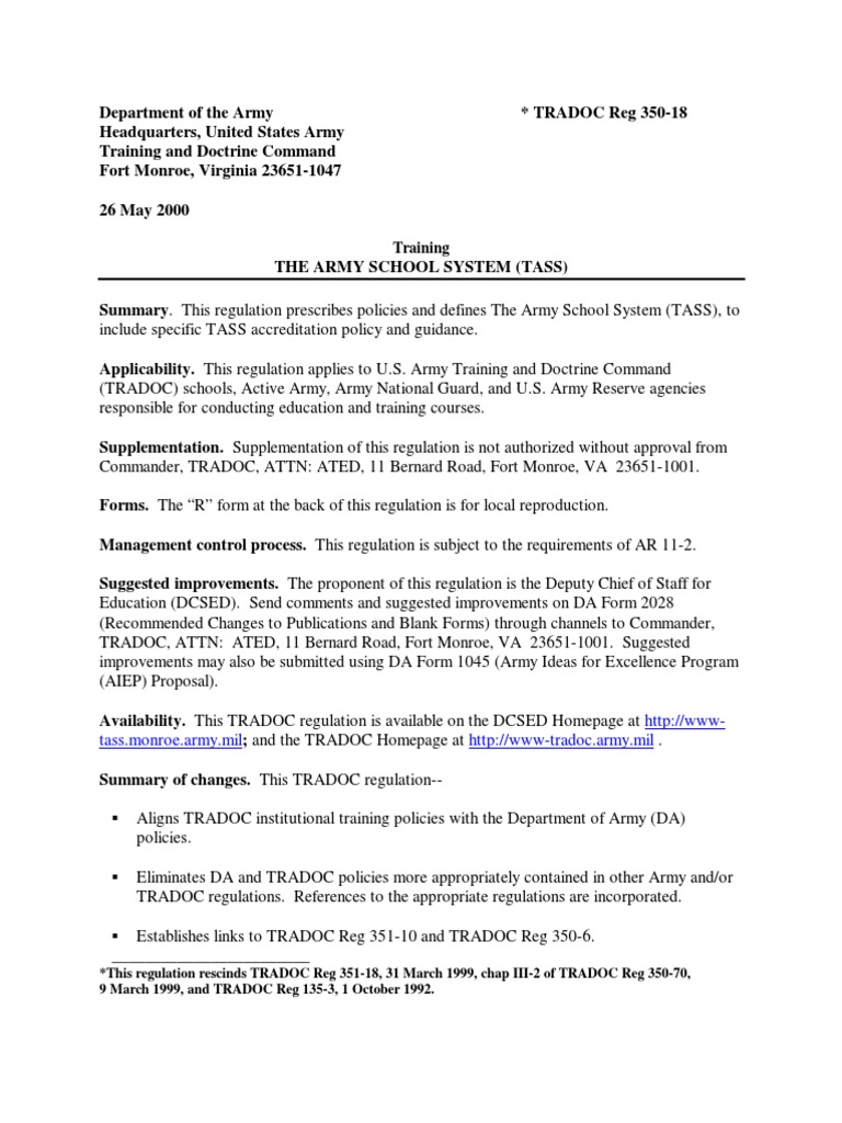 The Army School System Us Pdf Pdf United States Army Reserve United States Army Training And Doctrine Command