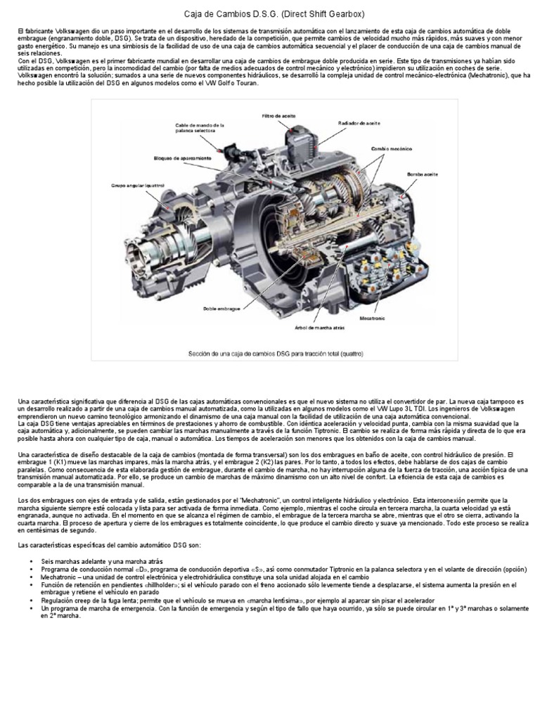 Caja de Cambios DSG Transmisión automática Transmisión