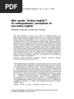 Who Speaks Broken English US Undergraduates' Perceptions of Non-Native English