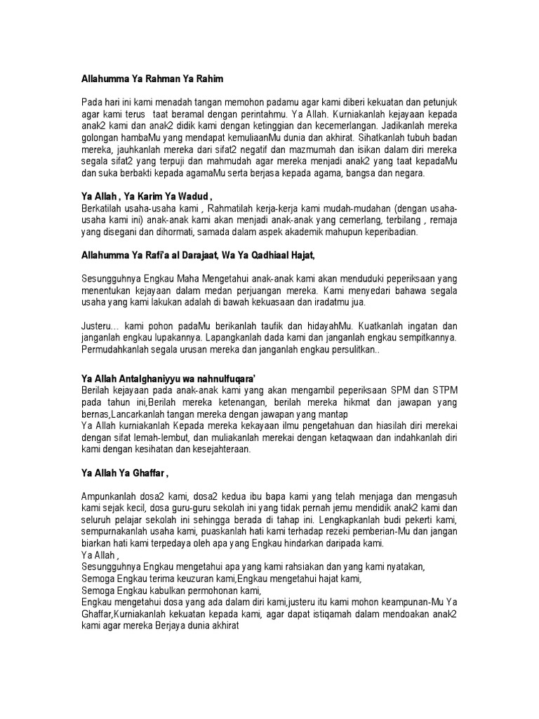 Doa Solat Hajat Khusus Pmr Spm Stpm Pdf