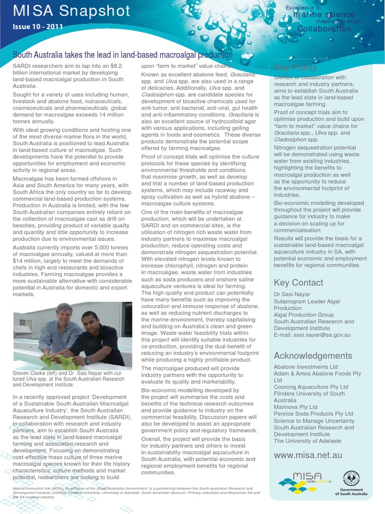 Issue 10 SA To Lead in Landbased Macroalgae Prod | PDF | Seaweed ...