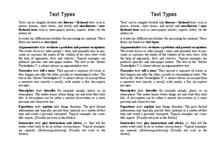 Text Types | PDF | Narrative | Novels