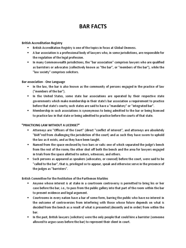 Bar Facts PDF Bar Association Law