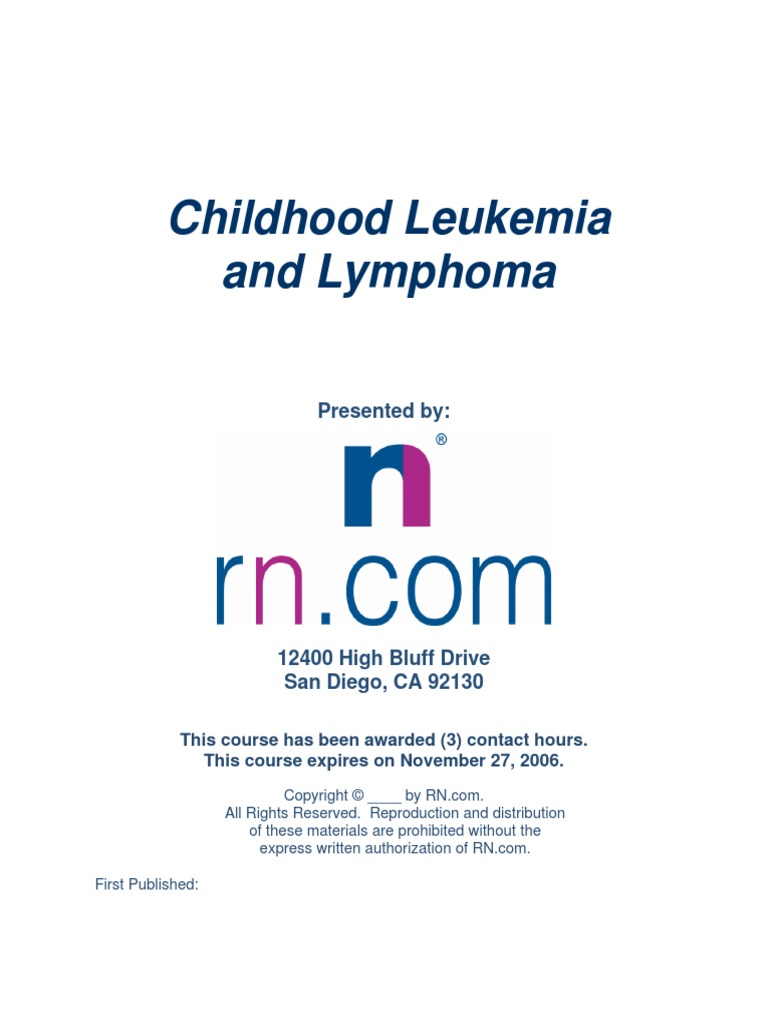 Childhood Leukemia TAB Course20061113 | PDF | Leukemia | Lymphoma