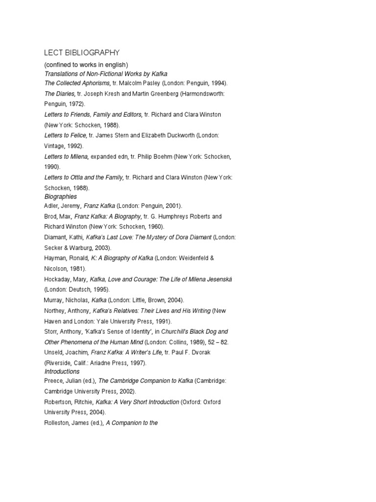 Lect Bibliography: (Confined To Works in English) | PDF