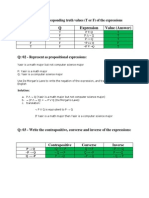 P Q Expression Value (Answer) : Fill in The Corresponding Truth Values (T or F) of The Expressions