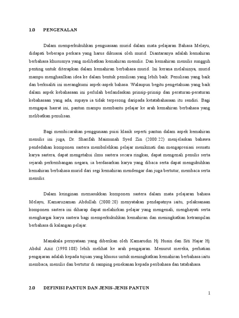 Kertas Kerja Penggunaan Pantun Bm Dalam Pengajaran Dan Pembelajaran Bahasa Melayu Di Sekolah Jenis Kebangsaan Cina Pdf
