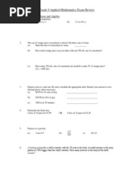 Grade 9 Applied Mathematics Exam Review: Strand 1: Number Sense and Algebra