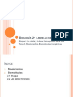 Biología 2º Bachillerato Tema 3. Bioelementos. Biomoléculas Inorgánicas