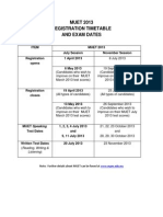 MUET 2013 Registration Timetable and Exam Dates