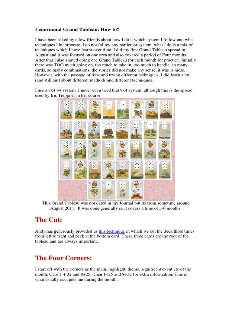 The Cut Lenormand Grand Tableau How to?