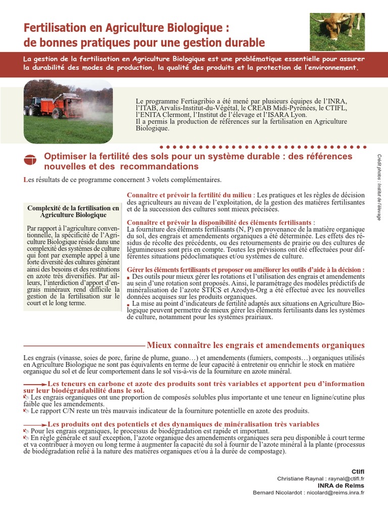 Bonnes pratiques de fertilisation bio | PDF | Fertilisant | Agriculture ...