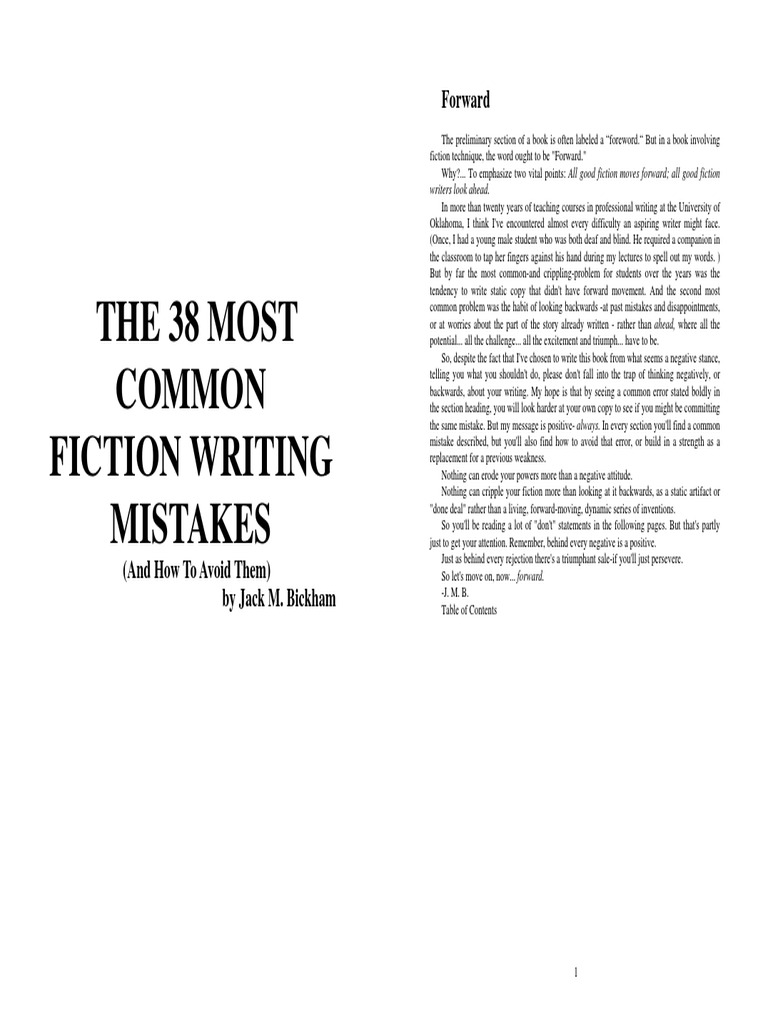 The 38 Most Common Fiction Writing Mistakes | PDF | Home & Garden