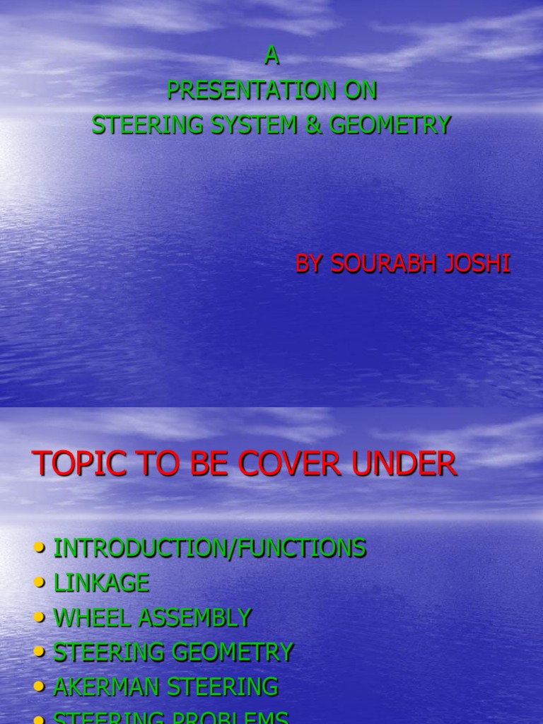A Presentation On Steering System & Geometry by Sourabh Joshi PDF