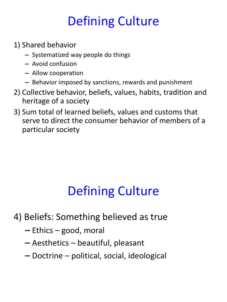 Defining Culture: 1) Shared Behavior | PDF | Social Group | Behavior