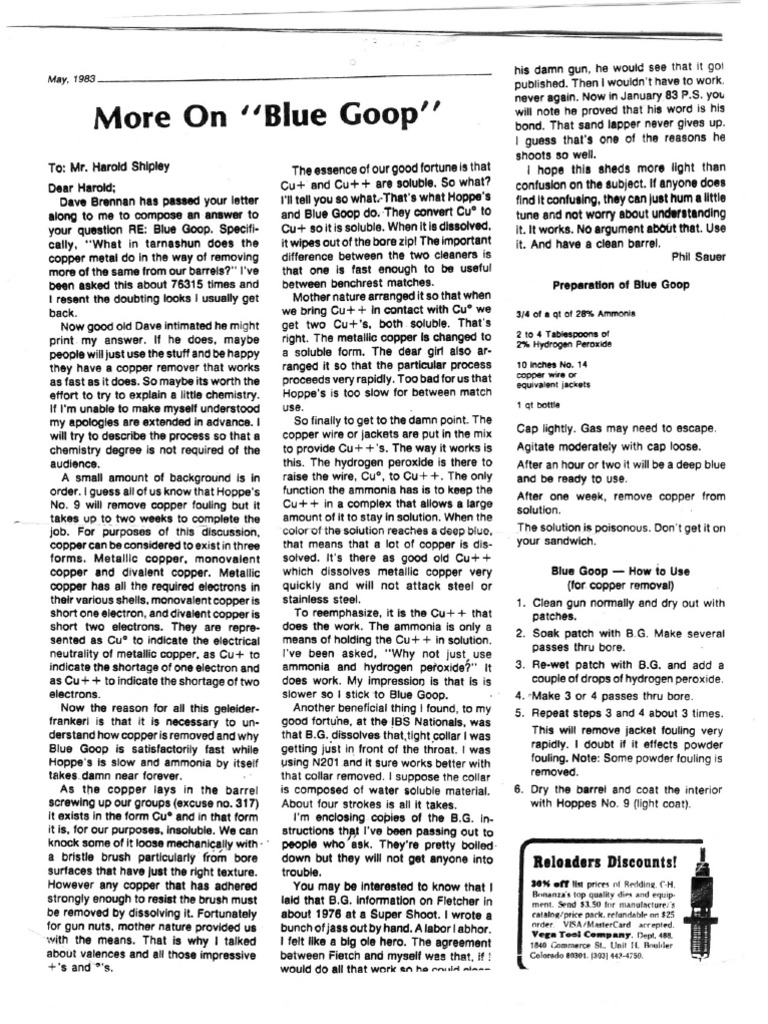 Blue Goop PDF Copper Ammonia