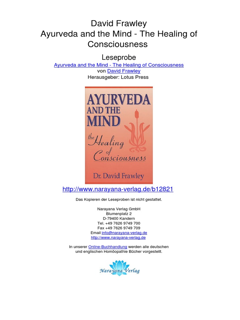 Ayurveda and The Mind The Healing of Consciousness .12821 3the