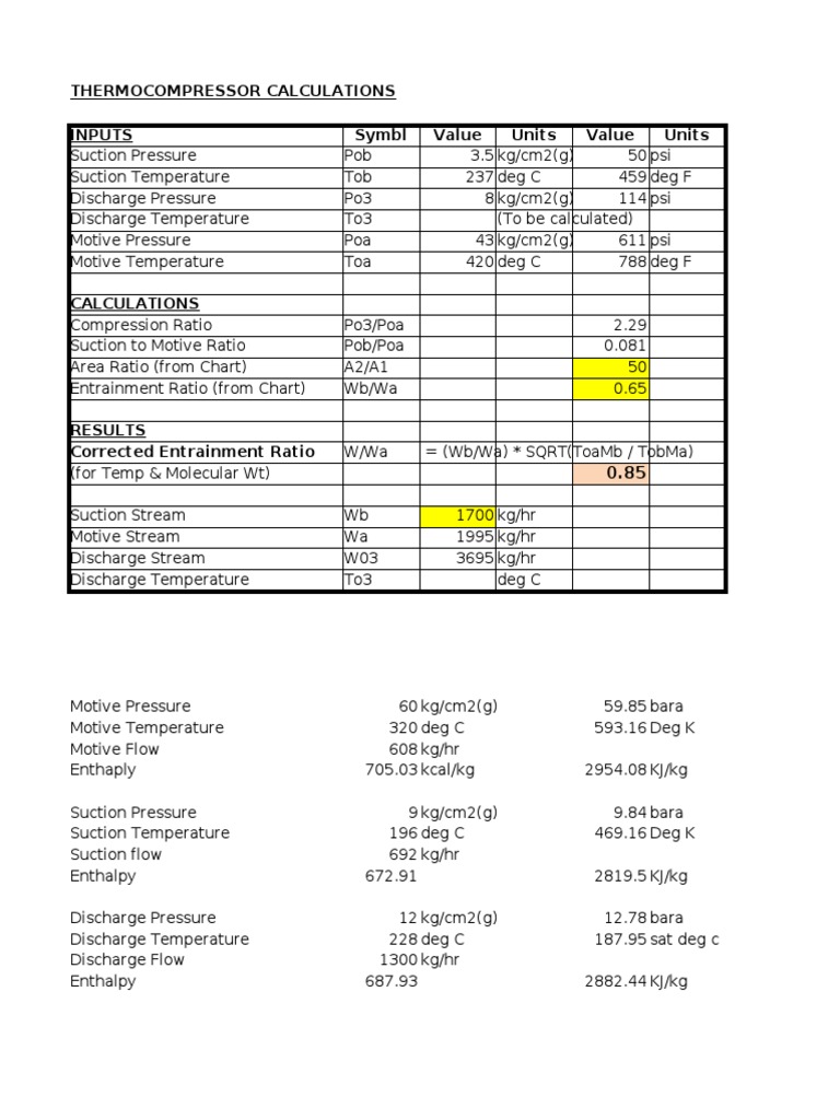Thermo Compressor Calculator PDF