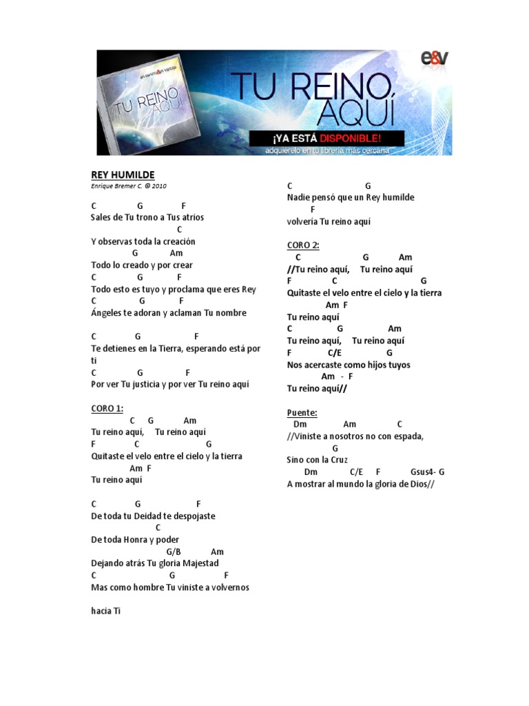 Rey Humilde: Letra y Acordes | PDF