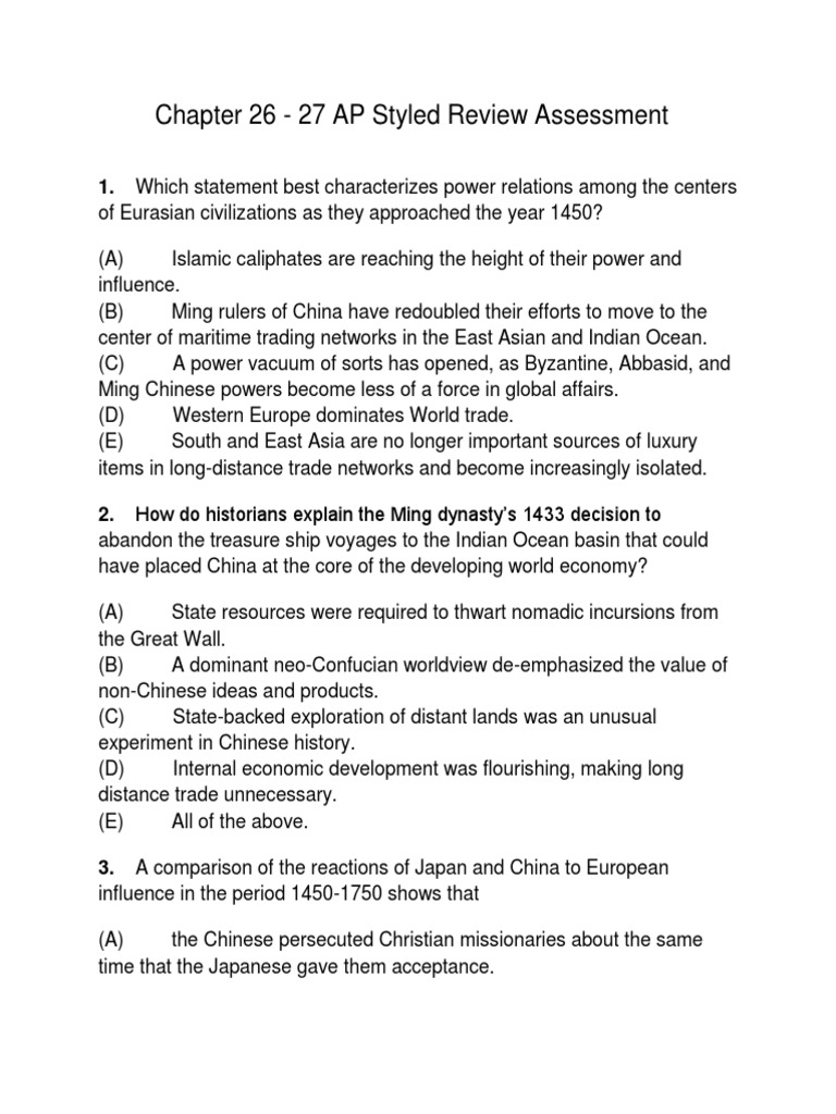 ap world history summer assignment answers