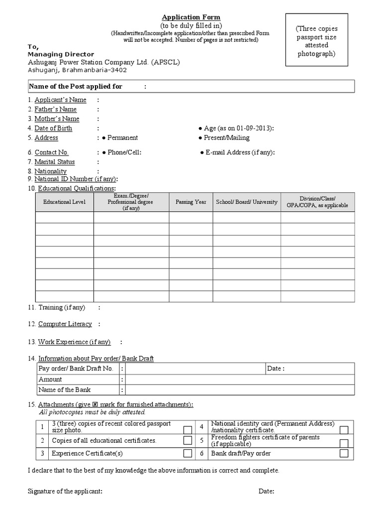Application Form - 01-09-2013 | PDF