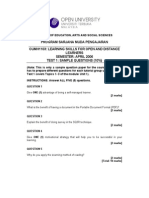Program Sarjana Muda Pengajaran Oumh1103: Learning Skills For Open and Distance Learners Semester: April 2006 Test 1: Sample Questions (10%)