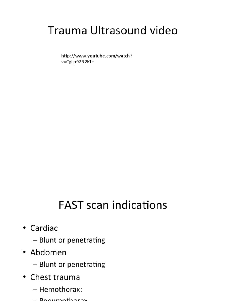 FAST Ultrasound in Trauma Assessment | PDF
