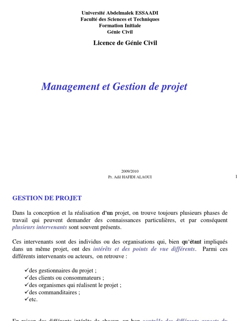 Gestion de Projet en Génie Civil | PDF | Gestion de projet | Risque