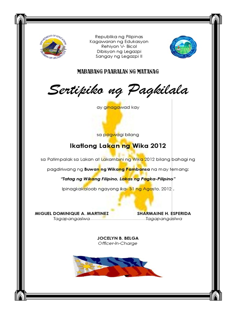 filipino certificate sample in Pagkilala Ng Sertipiko filipino certificate sample in Pagkilala Ng Sertipiko