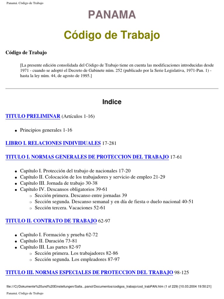 PANAMA Codigo de Trabajo
