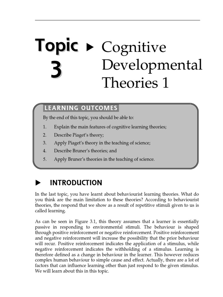 Topic 3 Cognitive Developmental Theories 1 | PDF | Cognitive ...
